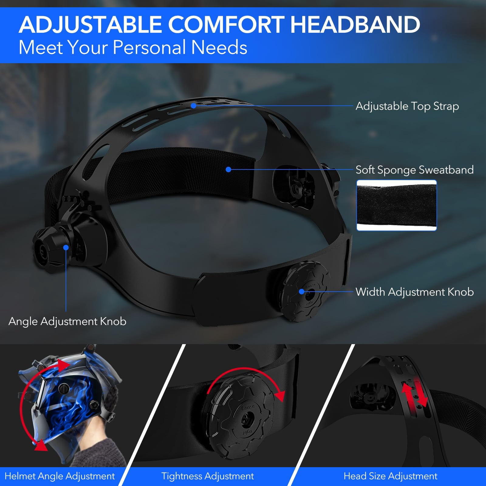 Welding Hood Auto Darkening Welding Helmet with Light True Color 1/1/1/2 Top Optical Clarity Wide Shade 9-13 Welding Mask with Grinding Weld Helmet