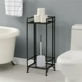 thumbnail image 2 of Pemberly Row Contemporary Two-Tier Tall Folding Black Metal Stand, 2 of 7