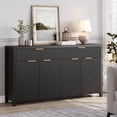 thumbnail image 6 of Laintene Sideboard Cabinet, 55" Fluted Buffet Cabinet with Storage Drawers, Modern Accent Storage Cabinet with Adjustable Shelves, Wood TV Stand for Kitchen, Dining Living Room, Entryway, Black, 6 of 8