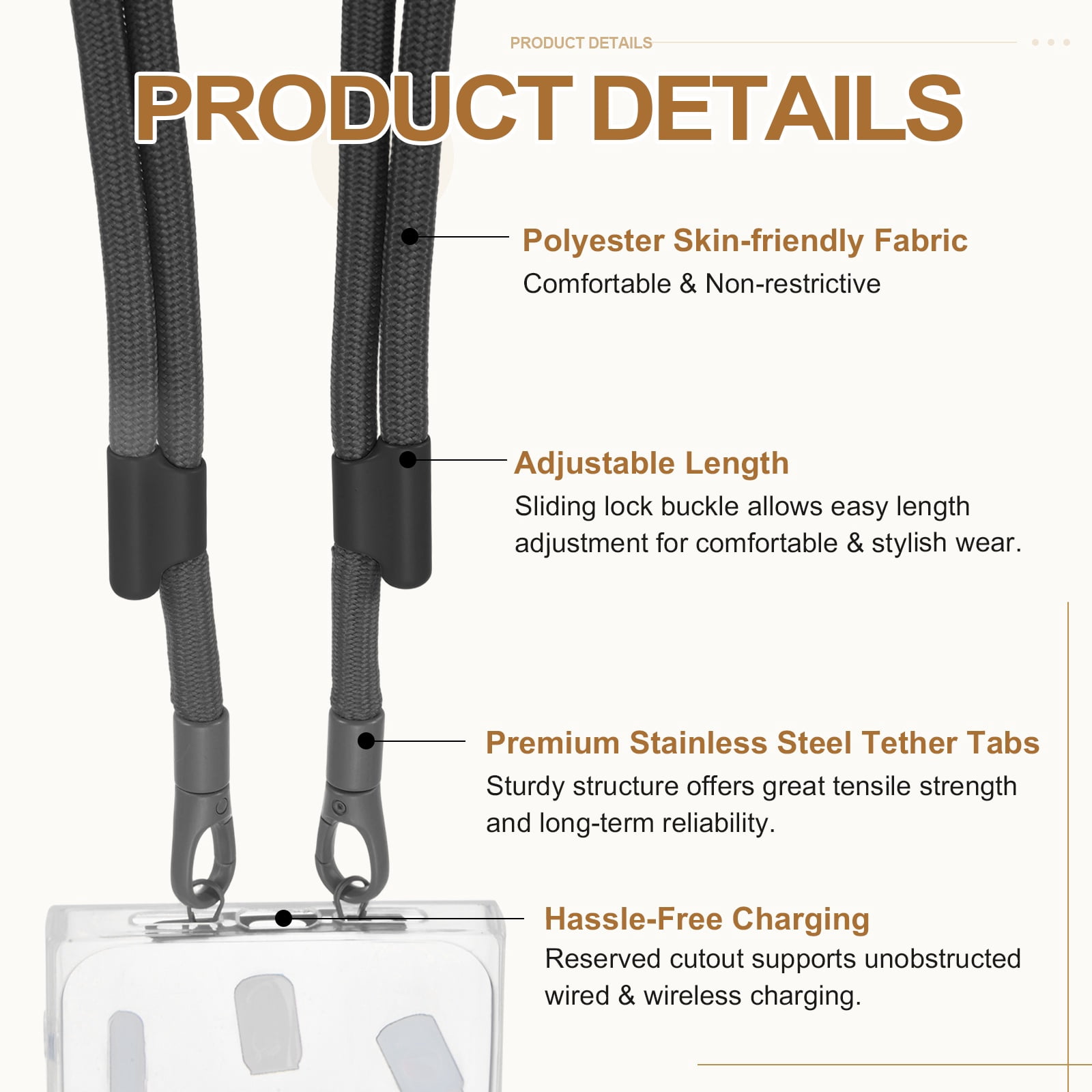 Uxcell 2Set Phone Lanyard (Dark Gray) - Adjustable Anti Theft, Phone Strap Crossbody Neck Strap with Tether Tabs Most Smartphones, Fits Travel Essentials