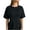 #0497-Black, variant on Women's Cotton Tees Crew Neck Waist Pleat Relaxed Cutting Plain Weave Daily Shirts Basic Tops Shopping Rest Gathering Outing Wear