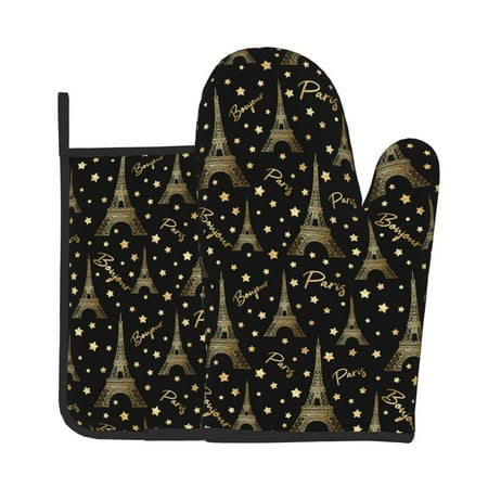 

Lukts Paris Romantic Print Kitchen Heat-Resistant Gloves and Spacers 2pcs Set Suitable for Baking and Cooking