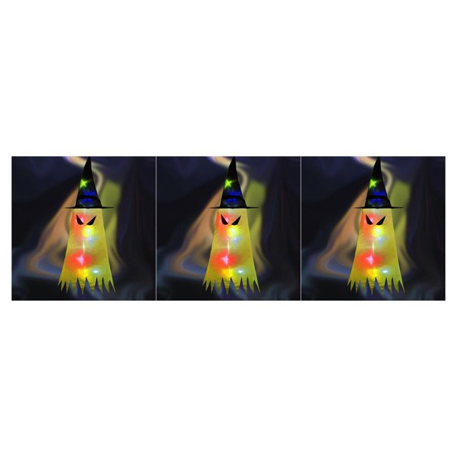 Billuyoard Sombrero LED que brilla intensamente, iluminación, decoración de sombrero de jardín, gorra colgante para fiesta de Halloween Type1 NO1