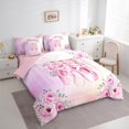 thumbnail image 3 of jejeloiu Ballet Girl 7-Piece Twin Bedding Sets,Pink Flower Floral Bedding Comforter Set,Romantic Theme Sheet Sets For Girls,Super Cozy Room Decor Reversible, 3 of 8