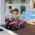 thumbnail image 6 of Kids 4-Wheeler Quad ATV, 6V Battery Powered Toddler Ride on Toys with Music & Lights, 1.2MPH Max Speed, for Ages 18-36 Months, Pink, 6 of 8