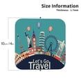 thumbnail image 2 of Lsque Let's go Travel Pattern 4" Drink Coasters Set of 4, PVC Leather Absorbent Coasters, Table Coaster Set Decorative Coffee Cup Coasters Housewarming Gift -Square, 2 of 6
