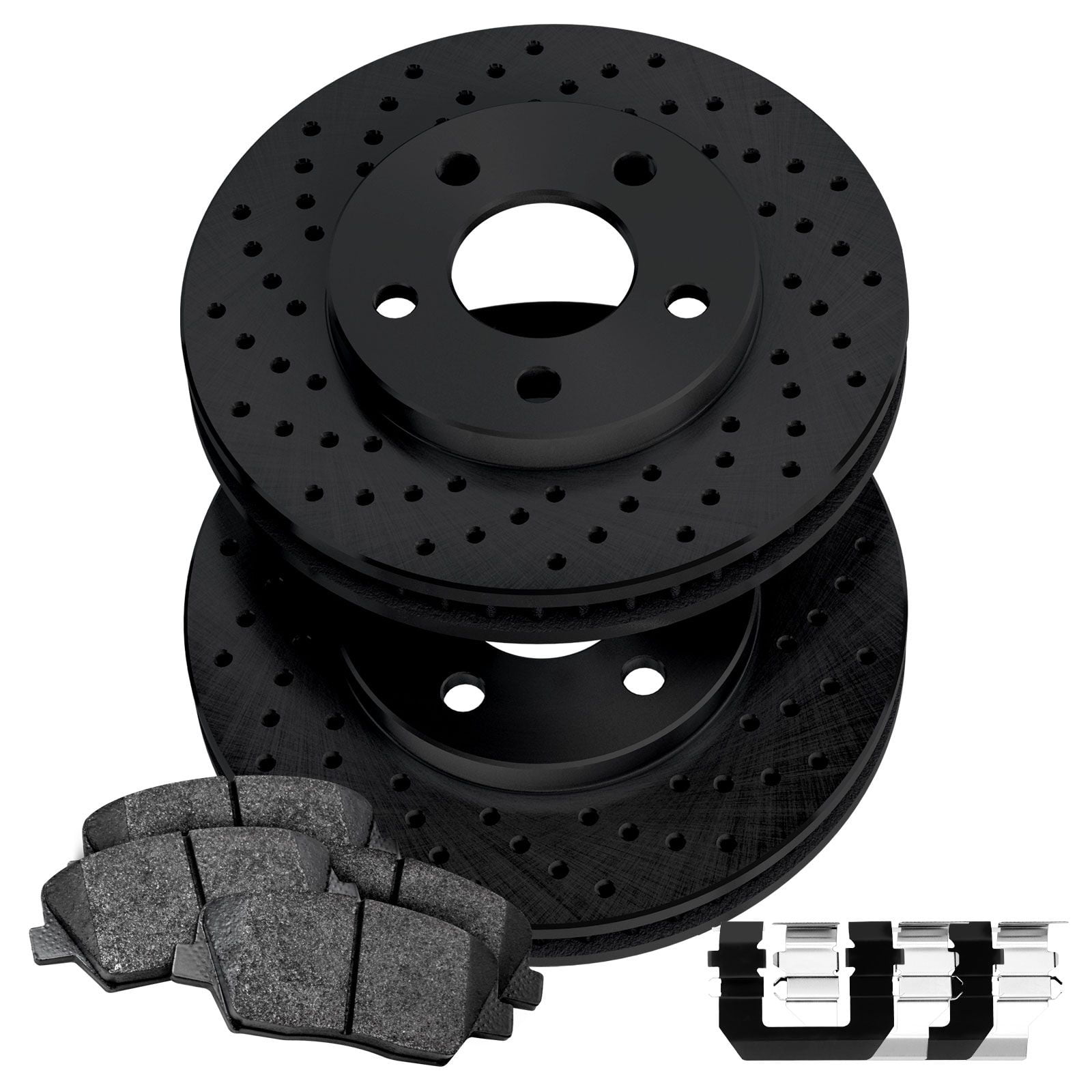 Matrix Rear Black Drill Slot Brake Rotors+Ceramic Pads For Pontiac Toyota Vibe