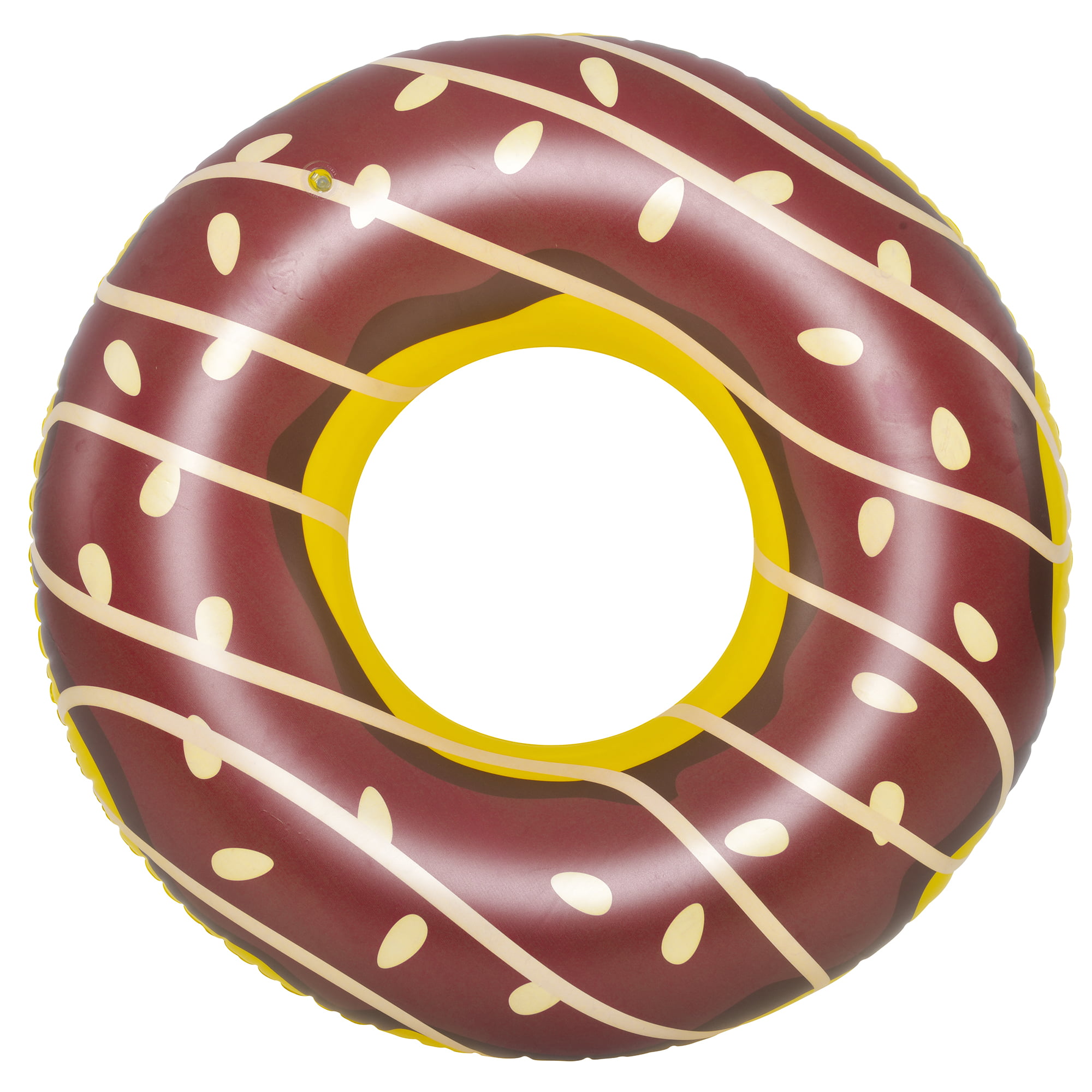 Inflatable Brown and Yellow Frosted Chocolate Doughnut Pool Tube Float, 49-...