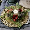 thumbnail image 2 of Beautynvta Christmas Candle Rings Wreath, Artificial Cedar Garland Red Flowers Pinecones Wreaths, Fake Snowy Pine Garland Candle Ring Holder for Wedding Home Table Centerpiece Decor, 2 of 7