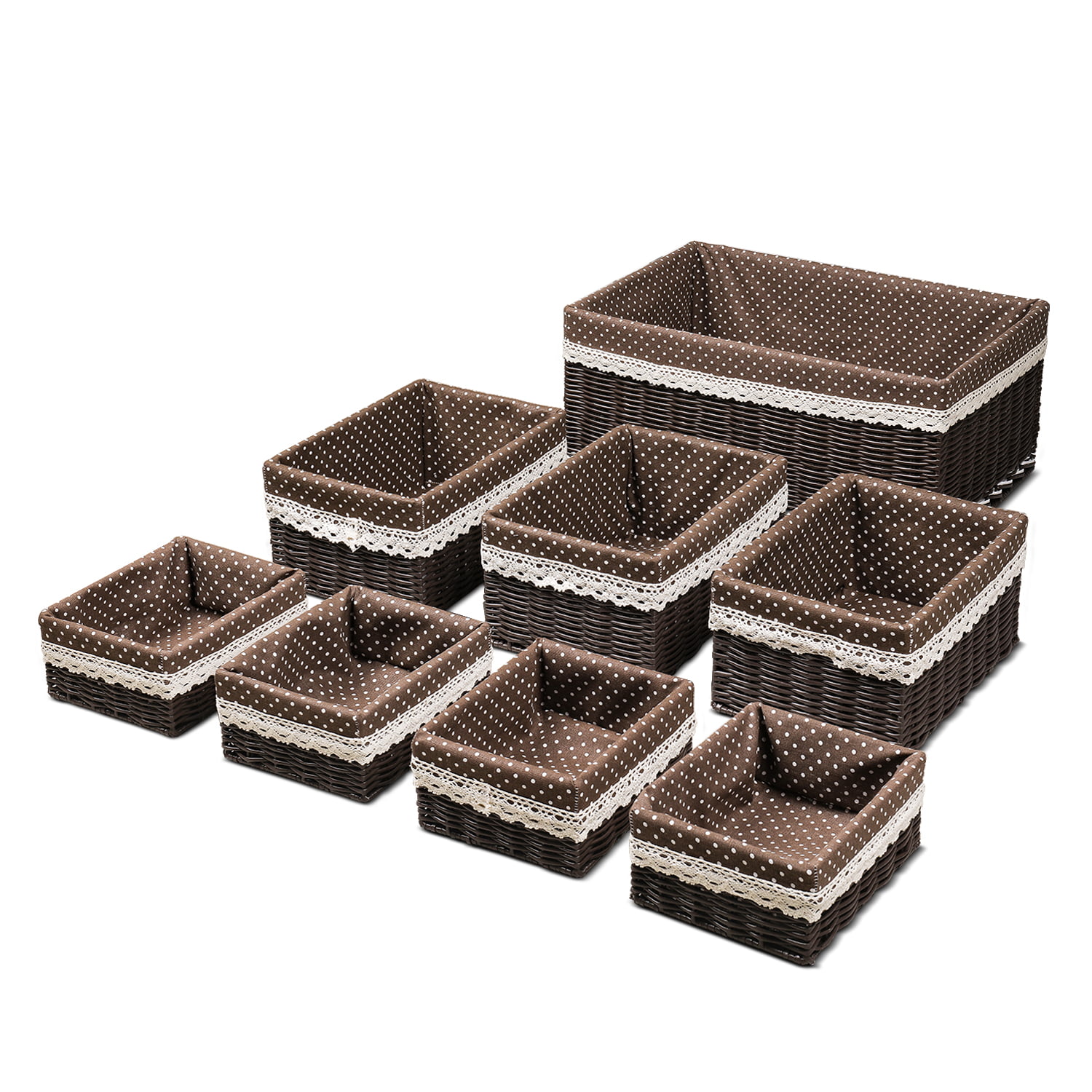 Storage Baskets Woven With Liner, Bathroom Wicker Storage Baskets Small