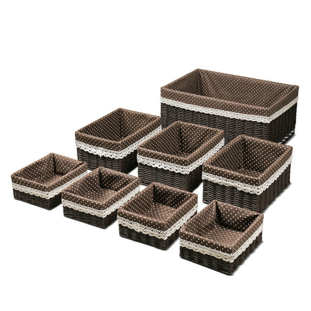 Nesting Decorative Organizing Wicker, Small Wicker Storage Baskets For Shelves