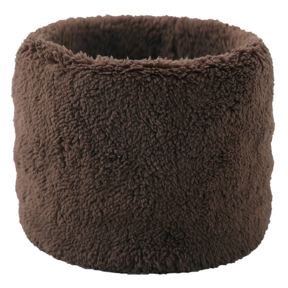 ZQUUVOU Plush Neck Warmer for Women Men Fall Winter Warm Scarf Gaitor Knitted Soft Thickened Solid Color Warm Neck Cover Coffee