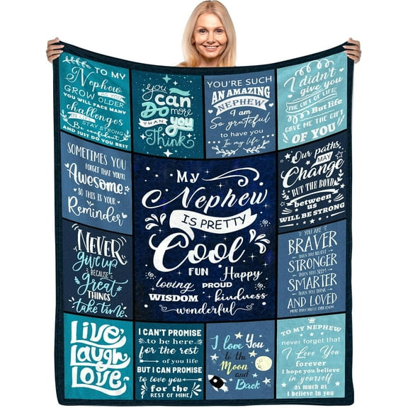 Nephew Gifts from Auntie Uncle, Gifts for Nephew Soft Flannel Blanket 50"x 60", to My Nephew Gifts, Nephew Christmas Graduation Birthday Gift Ideas, My Nephew is Pretty Cool Blanket
