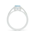 thumbnail image 2 of ANGARA Natural Rectangular Cushion 1.2 ct Aquamarine Halo Engagement Ring in 14K White Gold for Women (Size-8x6mm) | March Birthstone, Anniversary, Jewelry Gift for Women | Natural Aquamarine Ring, 2 of 8