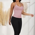 thumbnail image 2 of Women's Ribbed Knit Deep V Neck Tank Top with Seamless Design - Large, Pink, 2 of 7