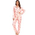 thumbnail image 2 of INSPIRE CHIC Women's Sleepwear Lounge Cute Print Nightwear with Pants Long Sleeve Pajama Sets M Light Pink, 2 of 5