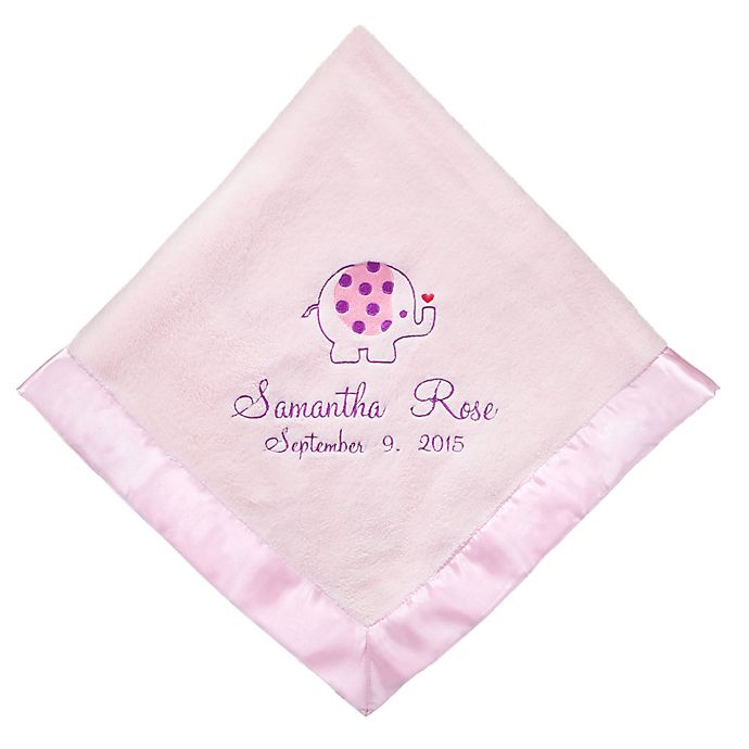 Personalized Sweet Elephant Pink Baby Blanket
