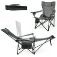 thumbnail image 2 of Aimee Lii Camping Lounge Chair with Detachable Footrest Adjustable Backrest, Portable Folding Chair, Gray, 2 of 8