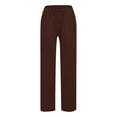 thumbnail image 6 of Jinhomg Women's Summer Trousers 2025 Casual Straight Leg Beach Pants Loose Fit Comfy Drawstring High-Waisted Vacation Pant with Pockets Coffee S, 6 of 10