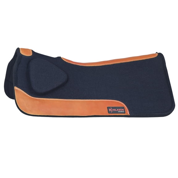 Hilason Western Wool Felt Horse Saddle Pad Grey W/ Cowhide Leather