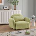 thumbnail image 2 of 36" Living Room Furniture One Seat Lazy Sofa Chair With Wide Upholstered, Teddy Fabric Accent Chair with Support Arms for Bedroom, Apartment, Studio, Office, Waiting Room, Light Green, 2 of 8