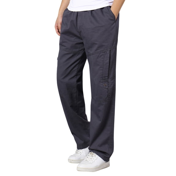Pedort Cargo Pants for Men Big Tall Men's Pull-On Stretch Twill Jogger Pants Dark Gray,2XL