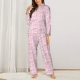 thumbnail image 2 of Pajamas for Women Sets, Ribbon Bow Lounge Sets Long Sleeve Button Down Night Shirts Sleepwear Pjs, 2 of 6