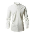 thumbnail image 1 of Men's Stand Collar Stretch Solid Color Fashion Long Sleeve Shirt, 1 of 4