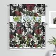 thumbnail image 2 of Pioneer Kitchen Curtains and Valance Set 36 Inch Tier Bloom Red and White Rose 3 Pieces Set Dining Room Small Curtain Drapes Cafe Curtains Valance for Home Decor Rod Pocket, 2 of 6