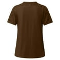 thumbnail image 5 of Funicet Trendy Blouse Short Sleeve Crew Neck Summer Loose Lace Splicing Solid Dressy Tee Shirt Tops Clothing Brown S, 5 of 5