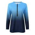 thumbnail image 4 of Royisotas Gradient Color Plus Size Sweatshirts for Women Long Sleeve Winter Tunic Pullover Blue Crewneck Half Zip Lounge No Hood Blouse, 4 of 5