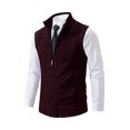 thumbnail image 2 of GrmtClth Gilet for Men Fake Two Piece Zip Front Stand Collar Sleeveless Knit Vest Convenient Hand Pockets Fall Winter Light Formal Outerwear Wine 4XL, 2 of 4