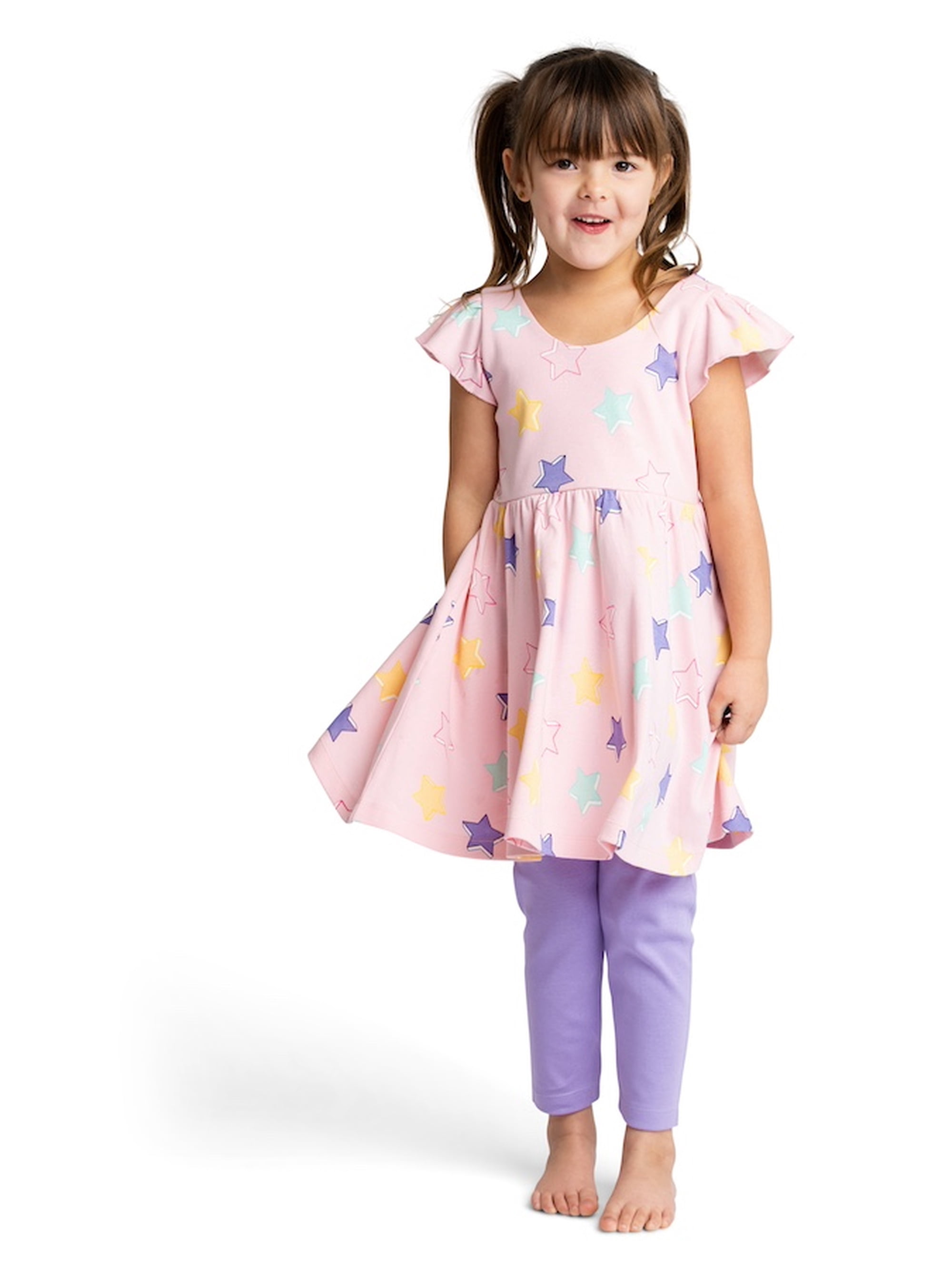 M+A By Monica + Andy Organic Cotton Short Sleeve Let's Dance Dress and Legging Set, Sizes 12-18M to 5T