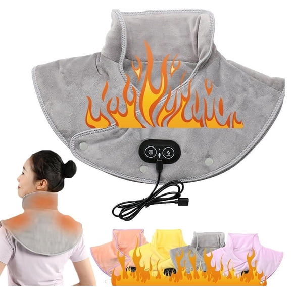 Épaulettes de Massage par Vibration Électrothermique, Châle Chauffant Chaud, Épaulettes, Protection des Vertèbres Cervicales et du Cou, Châle Chauffant en Fibre de Carbone