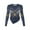Bee Flower, variant on Retro American Flag Print Y2K Going Out Top for Women Long Sleeve Slim Fit Round Neck Tee Irregular Hem Blouse Fall Winter Outfits, Size M