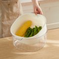 thumbnail image 3 of Kitchen Drain Basket Double Layer Rack Vegetable Fruit Washing Cleaning Drainer Organizer Hollow Home Holder Multifuntion Large, 3 of 9