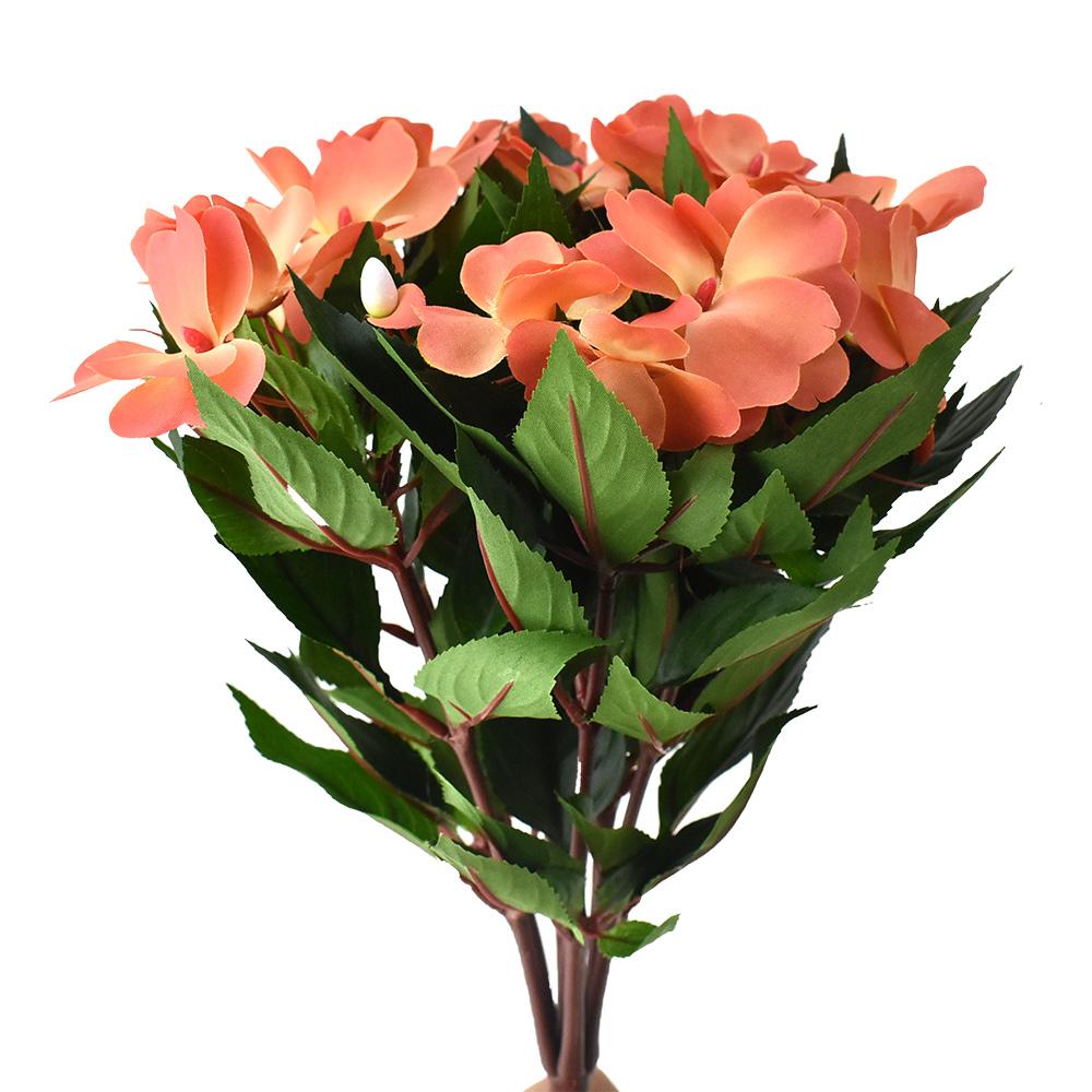 Artificial New Guinea Impatiens Spray, Salmon, 131/2Inch