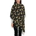 thumbnail image 4 of Cauagu Elegant Gold Moose Print Women Wrap Shawl tassels Scarves Retro Scarf 77.6"X28.3", 4 of 8