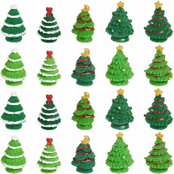 30Pcs Christmas Resin Miniatures Mini Christmas Trees Miniature Christmas Tree Small Xmas Tree Landscape Tiny Christmas Figurines