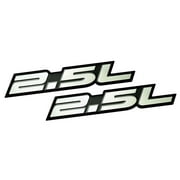 2 x (Pair / Set) 2.5L Liter Embossed SILVER on Black Highly Polished Real Aluminum Auto Emblem Badge Nameplate for Chevy Malibu Camaro Dodge Ford Escape Fusion Ranger GMC Safari Jeep Wrangler Cherokee