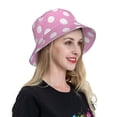 thumbnail image 6 of Xecao Pink And White Polka Dot Print Men and Women Night Reflective Hat Runner Cap Visor Bucket Hat Boonie Cap, 6 of 6