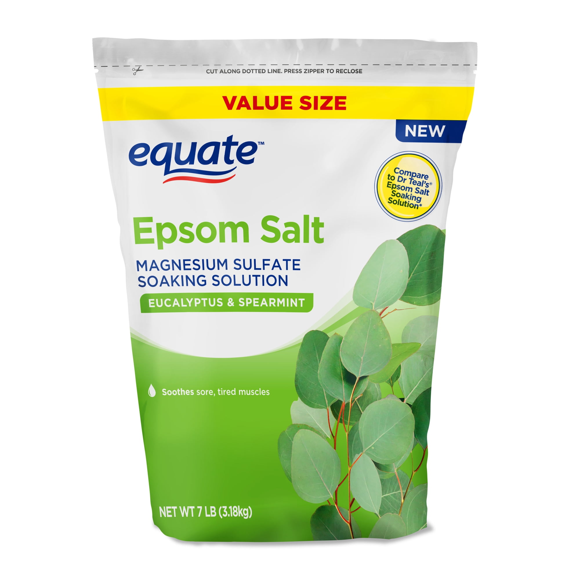 Equate Epsom Salt Soaking Solution, Eucalyptus and Spearmint, 7 lbs