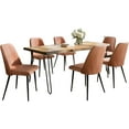 thumbnail image 2 of Jofran Nature's Edge Seven Piece Solid Acacia Dining Set with Upholstered Mid-Century Modern Chairs, 2 of 10