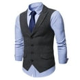 thumbnail image 4 of Cloudstyle Men's Solid Color Contrast Panel Vest, Single-Breasted Sleeveless Jacket with Notch Lapel & Triple Pockets, 4 of 4