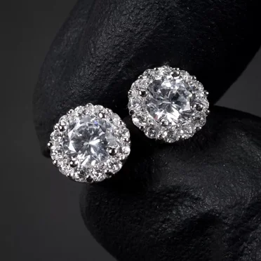 2Ct Round Cut Lab Created Diamond Women's Men's Stud Earrings 14K White Gold Plated