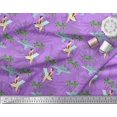 thumbnail image 2 of Soimoi Purple polyester Crepe Fabric Plam Tree,Chair & Girl Beach Decor Fabric Printed Yard 52 Inch Wide, 2 of 3