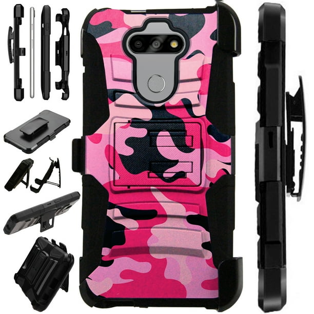 Compatible with LG K31 Rebel Hybrid LuxGuard Holster Phone Case Cover