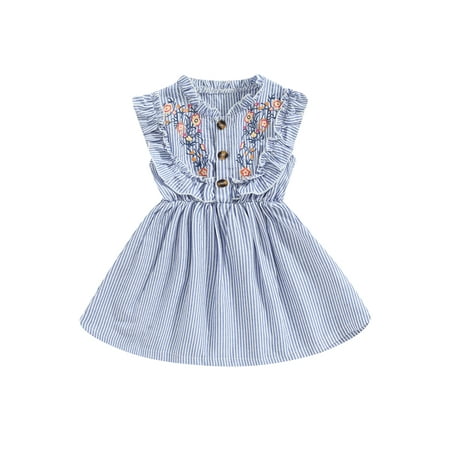 

Ma&Baby 3-7Y Kids Baby Girls Summer Dress Sleeveless Floral Striped Print Tunic A-line Dress Sundress