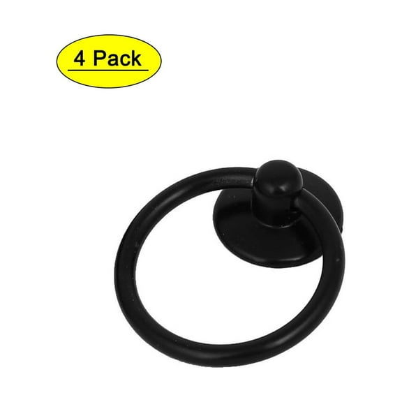 Uxcell Furniture Drawer Door Metal Ring Pull Handles Knobs Black 52x43x13mm 4pcs