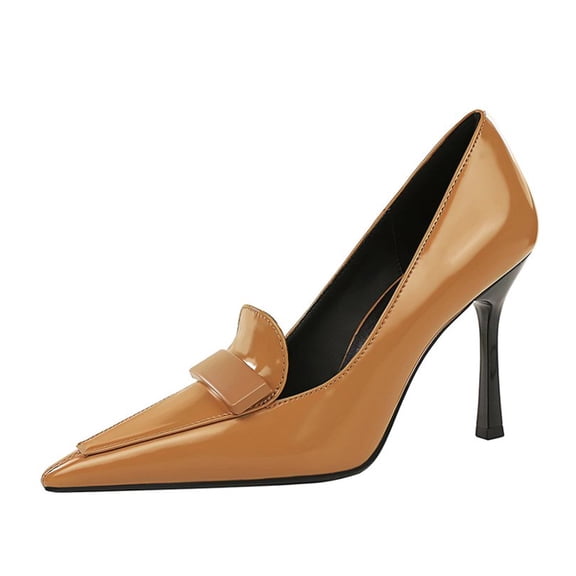 Women Pointed Toe Stiletto Sexy Pumps 9.5CM Patent Leather Ladies Wedding Shoes for Bride Prom Party